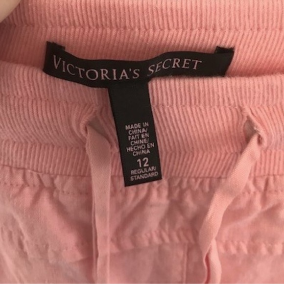 VICTORIA’s SECRET Linen Blend Drawstring Pants in Peachy Pink Size 12 - Picture 7 of 8